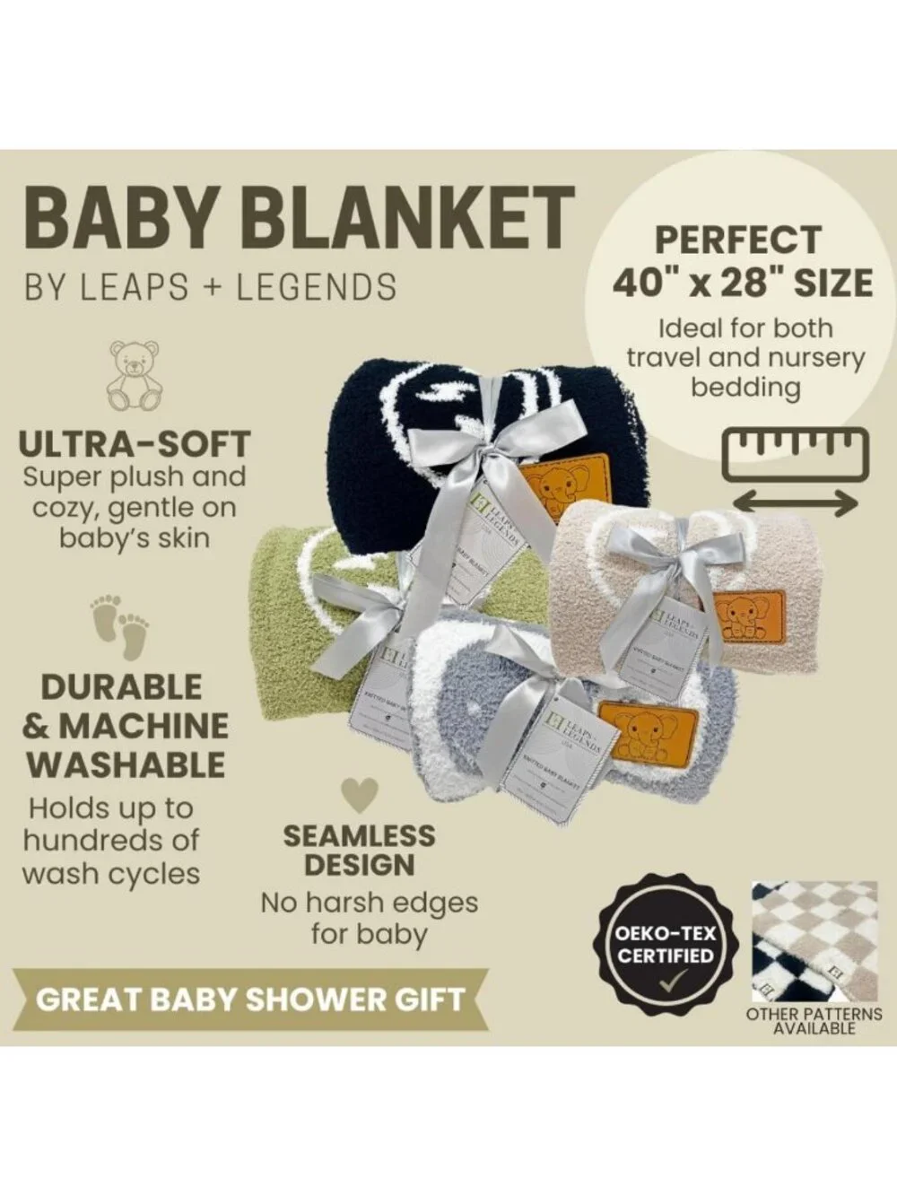 Cozy Soft Knit Baby Blanket for Girls - Dreamy Bow Stroller, Crib & Car Seat